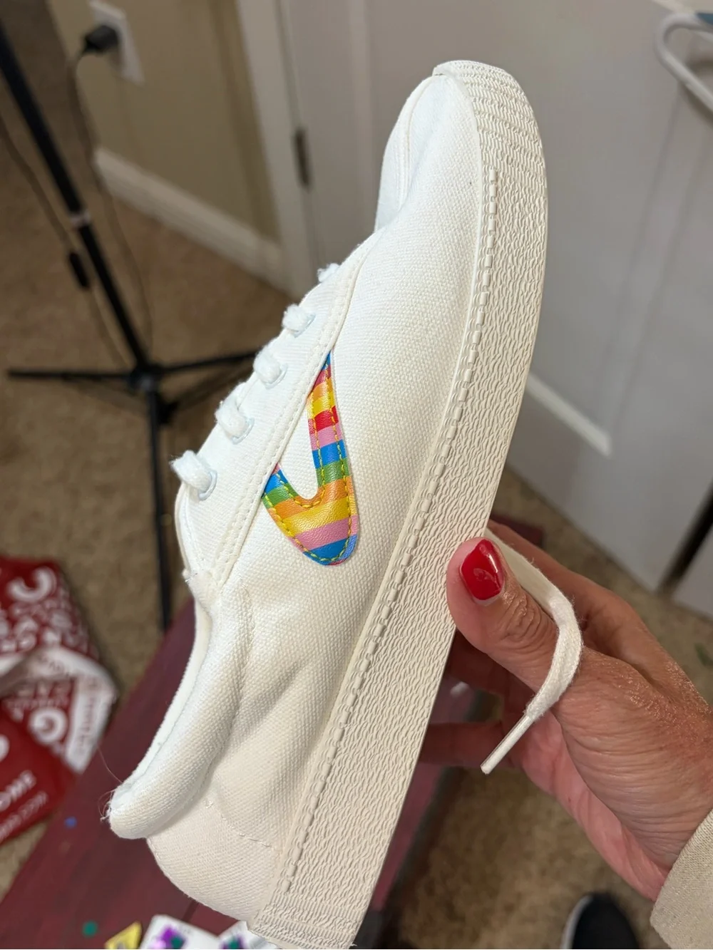 Tretorn White Leather Sneakers with Gold Accent